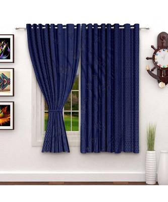 A Navy Blue Printed Polyester Window and Shower etc Curtain 1