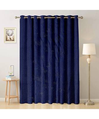 A Navy Blue Printed  Polyester Window,Door etc Curtain 1