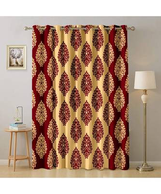 A Maroon Printed  Polyester Window,Door etc Curtain 1