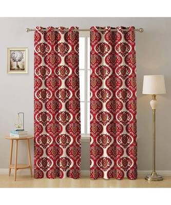 A Red Printed  Polyester Window,Door etc Curtain 1