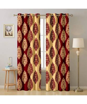 A Maroon Printed  Polyester Window,Door etc Curtain 1