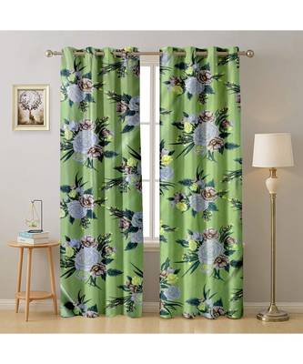 A Green Printed  Polyester Window,Door etc Curtain 1