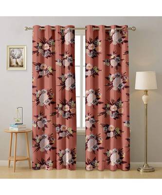A Peach Printed  Polyester Window,Door etc Curtain 1