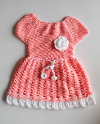 Pink hand woven woolen blends kids-frocks 1