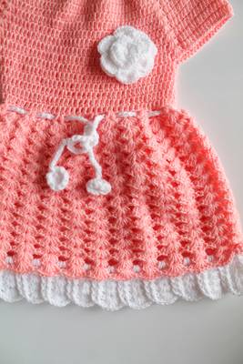 Pink hand woven woolen blends kids-frocks 3
