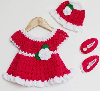 Pink hand woven woolen blends kids-frocks 1