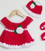 Pink hand woven woolen blends kids-frocks