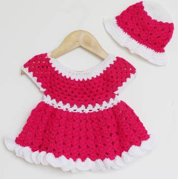 Pink hand woven woolen blends kids-frocks 2