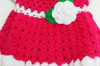 Pink hand woven woolen blends kids-frocks 3