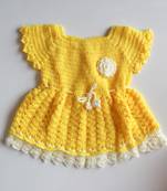 Yellow hand woven woolen blends kids-frocks