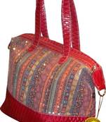 Red Multi Sequin Shoulder Bottom Quilted Bag