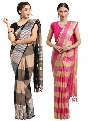 Multicolor woven blended cotton saree with blouse 1