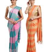 Multicolor woven blended cotton saree with blouse
