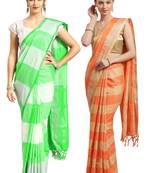 Multicolor woven blended cotton saree with blouse