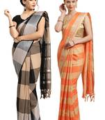 Multicolor woven blended cotton saree with blouse