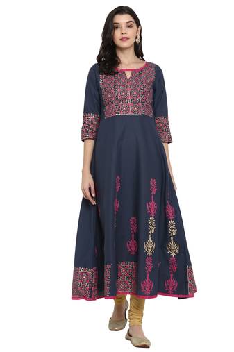 G COLLECTION Grey printed cotton cotton-kurtis