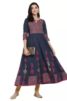 G COLLECTION Grey printed cotton cotton-kurtis