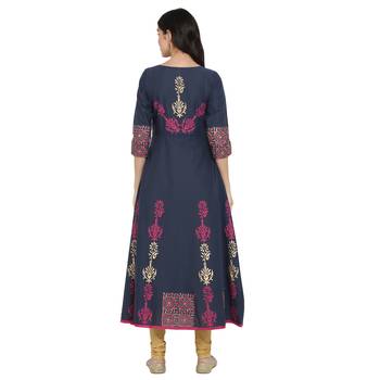 G COLLECTION Grey printed cotton cotton-kurtis 3