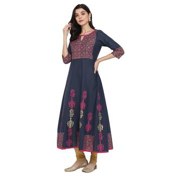 G COLLECTION Grey printed cotton cotton-kurtis 4