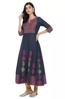 G COLLECTION Grey printed cotton cotton-kurtis