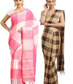 Multicolor woven blended cotton saree with blouse