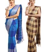 Multicolor woven blended cotton saree with blouse
