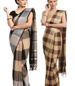 Multicolor woven blended cotton saree with blouse