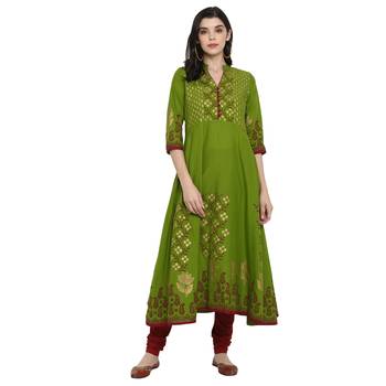 Green printed cotton cotton-kurtis 1