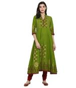 G COLLECTION Green printed cotton cotton-kurtis