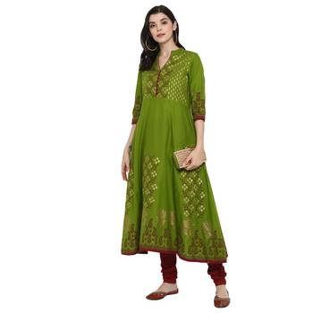 Green printed cotton cotton-kurtis 2