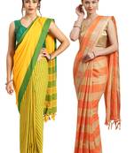Multicolor woven blended cotton saree with blouse