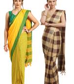 Multicolor woven blended cotton saree with blouse