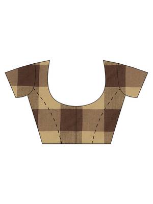 Multicolor woven blended cotton saree with blouse 4