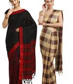 Multicolor woven blended cotton saree with blouse
