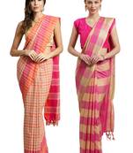 Multicolor woven blended cotton saree with blouse