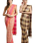Multicolor woven blended cotton saree with blouse