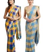 Multicolor woven blended cotton saree with blouse