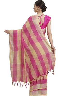 Multicolor woven blended cotton saree with blouse 2