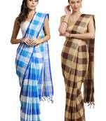Multicolor woven blended cotton saree with blouse