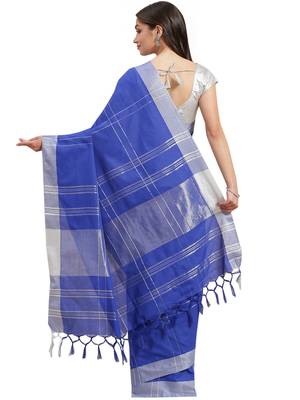 Multicolor woven blended cotton saree with blouse 3