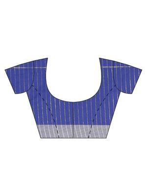 Multicolor woven blended cotton saree with blouse 5