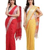 Multicolor woven blended cotton saree with blouse