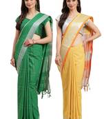 Multicolor woven blended cotton saree with blouse