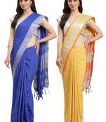 Multicolor woven blended cotton saree with blouse