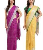Multicolor woven blended cotton saree with blouse