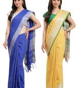 Multicolor woven blended cotton saree with blouse