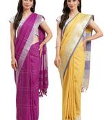 Multicolor woven blended cotton saree with blouse