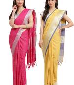 Multicolor woven blended cotton saree with blouse