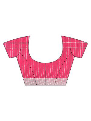 Multicolor woven blended cotton saree with blouse 5
