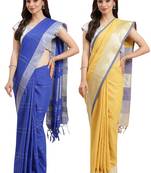 Multicolor woven blended cotton saree with blouse